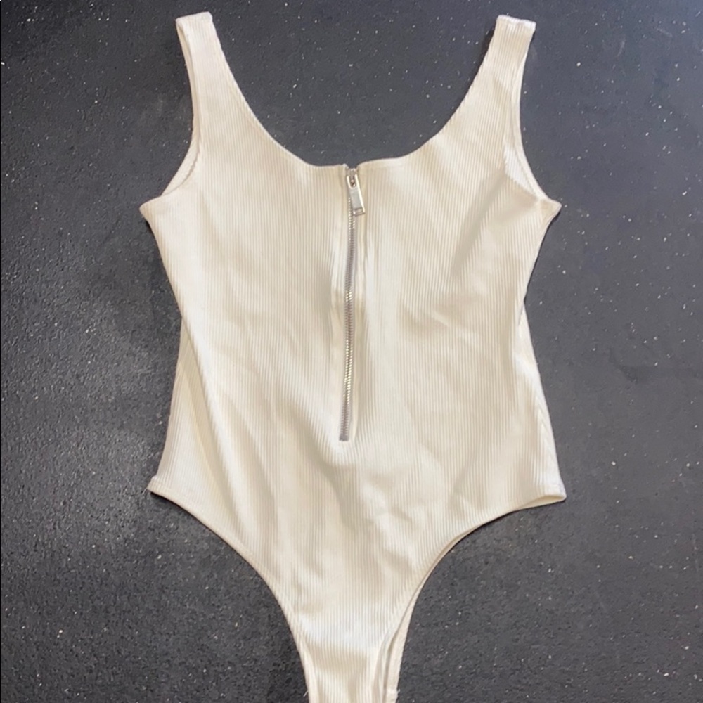 Off white zippered bodysuit
